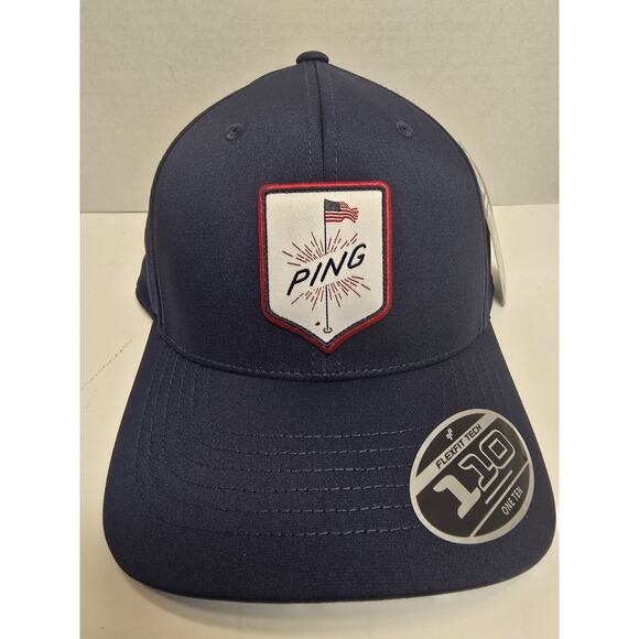 Adult PING Snapback Old Glory Golf Hat NWT Cap White Authentic Blue - Picture 1 of 6